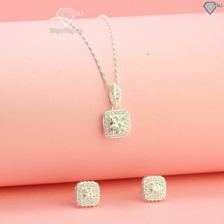 Bộ trang sức mặt vuông đính kim cương Moissnite sang trọng BTSM0002 - Trang Sức TNJ