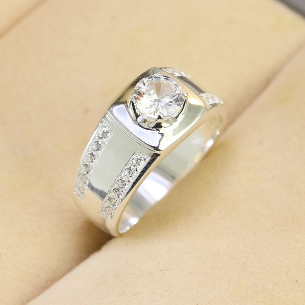 Nhẫn bạc nam đính đá đơn giản NNA0526