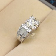 Nhẫn bạc nam đơn giản đính kim cương Moissanite 6.5mm - Kiểm định GRA NNAM0060 - Trang sức TNJ