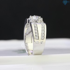 Nhẫn bạc nam đơn giản đính kim cương Moissanite 6.5mm - Kiểm định GRA NNAM0060 - Trang sức TNJ