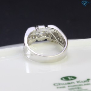 Nhẫn bạc nam đơn giản đính kim cương Moissanite 6.5mm - Kiểm định GRA NNAM0060 - Trang sức TNJ