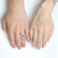 Nhẫn đôi bạc nhẫn cặp bạc đính đá xanh dương sang trọng ND0395