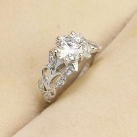 Nhẫn nữ hoa hồng đính kim cương Moissanite 7.0mm NNM0021