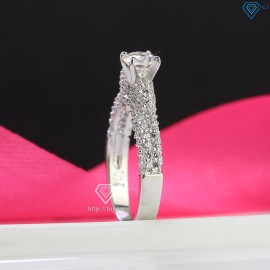 Nhẫn bạc nữ đính kim cương Moissanite 5.0mm - Kiểm định GRA NNM0022 - Trang Sức TNJ