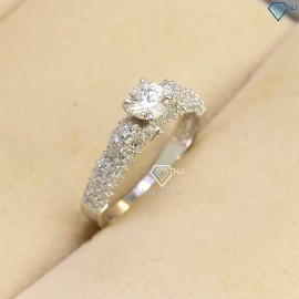 Nhẫn bạc nữ đính kim cương Moissanite 5.0mm - Kiểm định GRA NNM0022 - Trang Sức TNJ