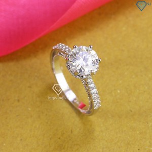 Quà 20 10 cho người yêu nhẫn nữ Moissanite sang trọng đính kim cương 8.0mm NNM0003 - Trang Sức TNJ