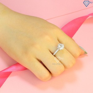 Quà 20 10 cho người yêu nhẫn nữ Moissanite sang trọng đính kim cương 8.0mm NNM0003 - Trang Sức TNJ