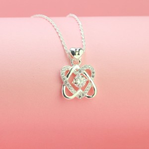 Quà  20 10 cho người yêu dây chuyền nữ Moissanite đính kim cương hình trái tim đôi 5.0mm DCNM0013