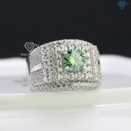 Nhẫn bạc nam đính kim cương nhân tạo xanh 7.0mm xi bạch kim - Kiểm định GRA NNAM0016 - Trang sức TNJ