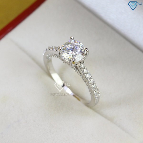 Quà 20 10 cho vợ nhẫn nữ kim cương Moissanite đính đá 7.0mm NNM0005 - Trang Sức TNJ