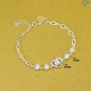 Lắc tay bạc nữ hình trái tim đính kim cương Moissanite - Kiểm định GRA