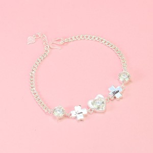 Quà 20 10 cho người yêu lắc tay nữ Moissanite hình trái tim khắc tên - Kiểm định GRA LTNM0003