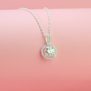 Quà 20 10 cho người yêu dây chuyền nữ đơn giản đính kim cương Moissanite 7.0mm DCNM0015