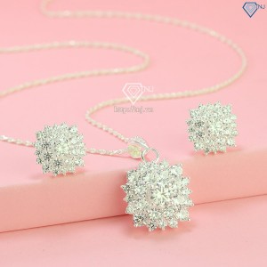 Quà 20 10 cho vợ bộ trang sức bạc đính kim cương Moissnite sang trọng BTSM0001 - Trang Sức TNJ
