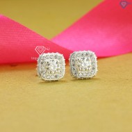 Quà 20 10 cho người yêu bông tai bạc nữ mặt vuông đính kim cương Moissanite 4.5mm BTNM0004 - Trang Sức TNJ