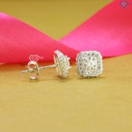 Quà 20 10 cho người yêu bông tai bạc nữ mặt vuông đính kim cương Moissanite 4.5mm BTNM0004 - Trang Sức TNJ