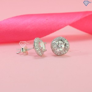 Quà 20 10 cho vợ bông tai nữ Moissanite cao cấp đính đá 6.0mm BTNM0002 - Trang Sức TNJ