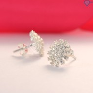 Bông tai bạc nữ hình bông hoa đính đá đẹp BTN0079