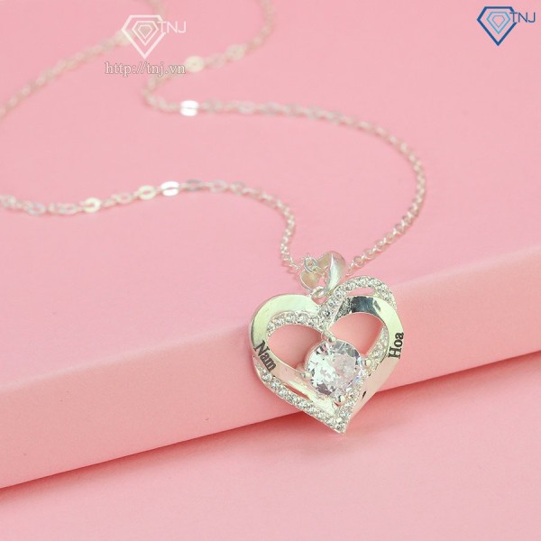 Quà 20 10 cho người yêu dây chuyền bạc nữ hình trái tim khắc tên DCN0680 - Trang sức TNJ