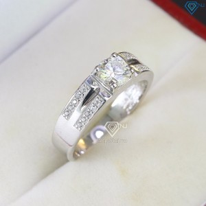 Nhẫn nam bản nhỏ đính kim cương Moissanite 6.0mm - Kiểm định GRA NNAM0069 - Trang sức TNJ