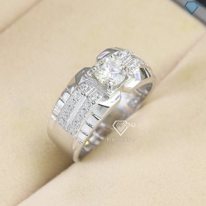 Nhẫn bạc nam đính kim cương nhân tạo Moissanite 6.0mm - Kiểm định GRA NNAM0071 - Trang sức TNJ