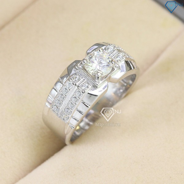 Nhẫn bạc nam đính kim cương nhân tạo Moissanite 6.0mm - Kiểm định GRA NNAM0071 - Trang sức TNJ