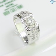 Nhẫn bạc nam đính kim cương nhân tạo Moissanite 6.0mm - Kiểm định GRA NNAM0071 - Trang sức TNJ