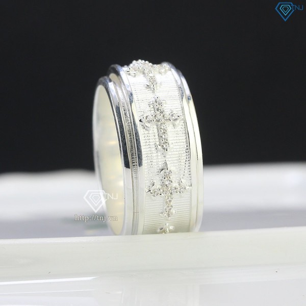 Nhẫn bạc nam xoay hình thánh giá đính đá NNA0544 - Trang Sức TNJ