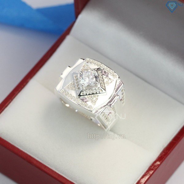 Nhẫn bạc nam đẹp mặt đá trắng sang trọng NNA0100
