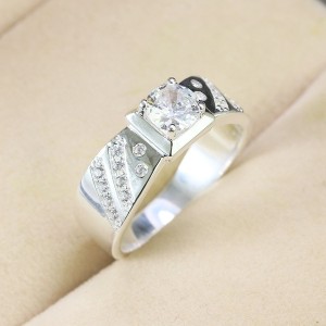 Nhẫn bạc nam đính đá trắng đẹp NNA0561