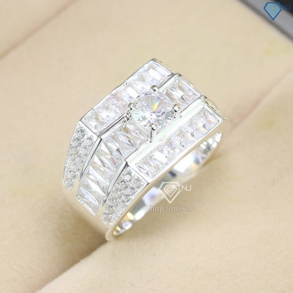 Nhẫn bạc nam đính đá Baguettecao cấp NNA0568 - Trang sức TNJ