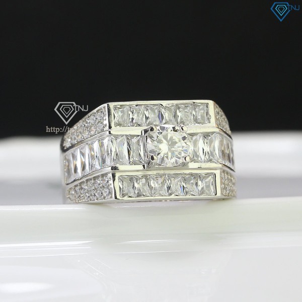 Nhẫn nam cao cấp Moissanite đính kim cương 5.5mm - Kiểm định GRA NNAM0074 - Trang sức TNJ