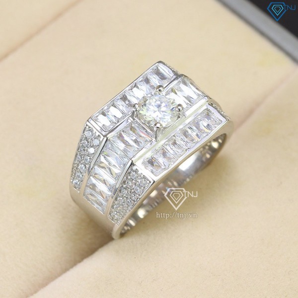 Nhẫn nam cao cấp Moissanite đính kim cương 5.5mm - Kiểm định GRA NNAM0074 - Trang sức TNJ