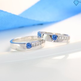 Nhẫn đôi bạc nhẫn cặp bạc đẹp đính đá xanh dương ND0073- Trang Sức TNJ