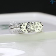 Nhẫn bạc nam Moissanite giá rẻ đính kim cương 6.0mm - Kiểm định GRA NNAM0078 - Trang sức TNJ