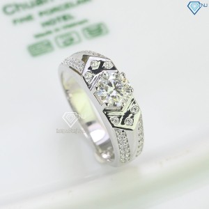 Nhẫn bạc nam Moissanite giá rẻ đính kim cương 6.0mm - Kiểm định GRA NNAM0078 - Trang sức TNJ