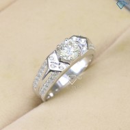 Nhẫn bạc nam Moissanite giá rẻ đính kim cương 6.0mm - Kiểm định GRA NNAM0078 - Trang sức TNJ