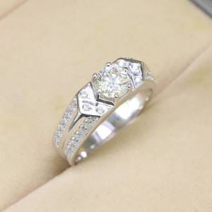 Nhẫn bạc nam Moissanite giá rẻ đính kim cương 6.0mm - Kiểm định GRA NNAM0078