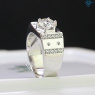 Nhẫn bạc nam xi bạch kim đính kim cương nhân tạo 7.0mm - Kiểm định GRA NNAM0081 - Trang sức TNJ