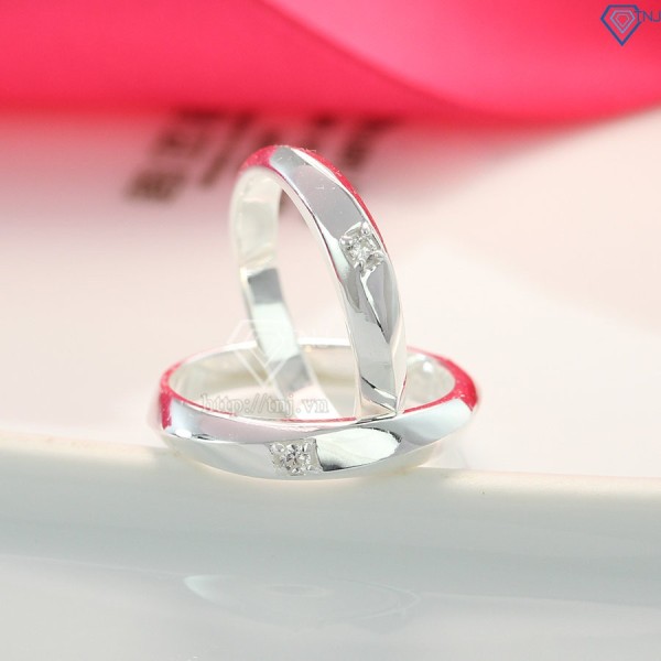 Nhẫn đôi bạc nhẫn cặp bạc đẹp đơn giản ND0096