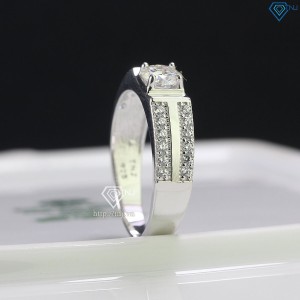 Nhẫn bạc nam bản nhỏ đính kim cương Moissanite 5.5mm - Kiểm định GRA NNAM0070 - Trang sức TNJ