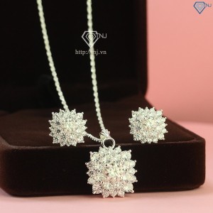 Quà 20/11 cho cô giáo bộ trang sức bạc đính kim cương Moissnite sang trọng BTSM0001 - Trang Sức TNJ