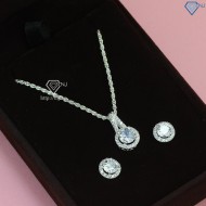 Quà 20 11 cho cô giá bộ trang sức bạc nữ cao cấp mặt tròn đính đá BTS0060 - Trang Sức TNJ