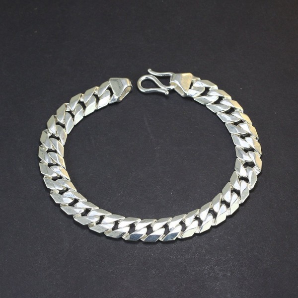 Lắc tay bạc nam mắt xích trơn bản 9mm đẹp LTA0142