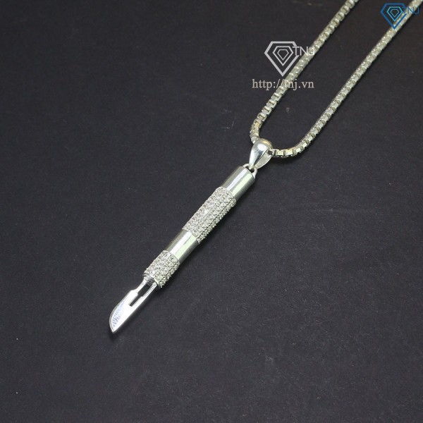 Dây chuyền bạc nam mặt dao mổ đính đá DCA0128 - Trang sức TNJ