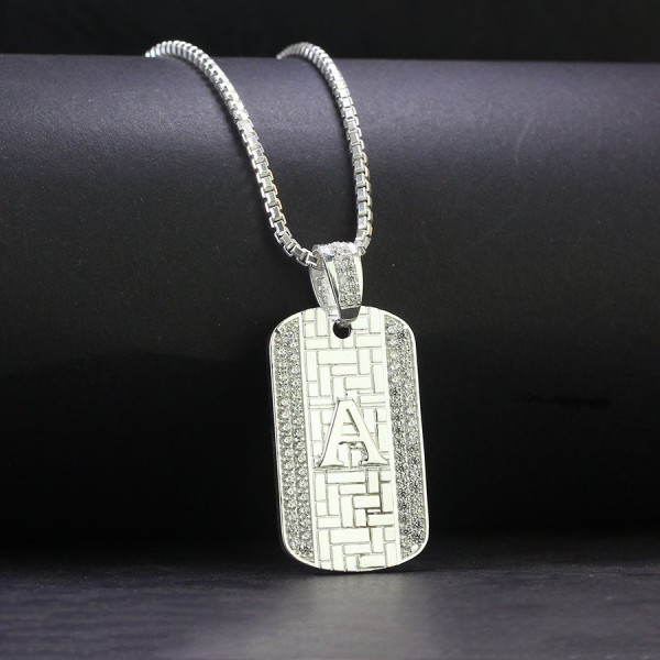 Dây chuyền nam mặt Dogtag chữ cái theo yêu cầu DCA0131