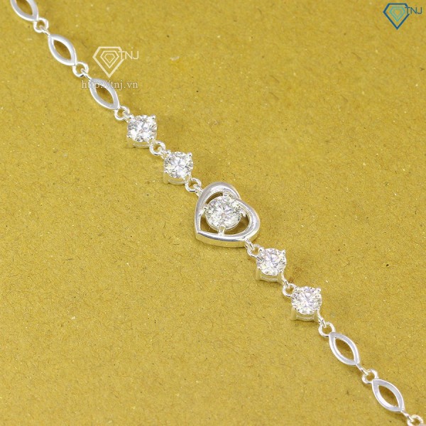 Quà noel cho người yêu lắc tay bạc nữ hình trái tim đính kim cương Moissanite - Kiểm định GRA LTNM0002 - Trang Sức TNJ