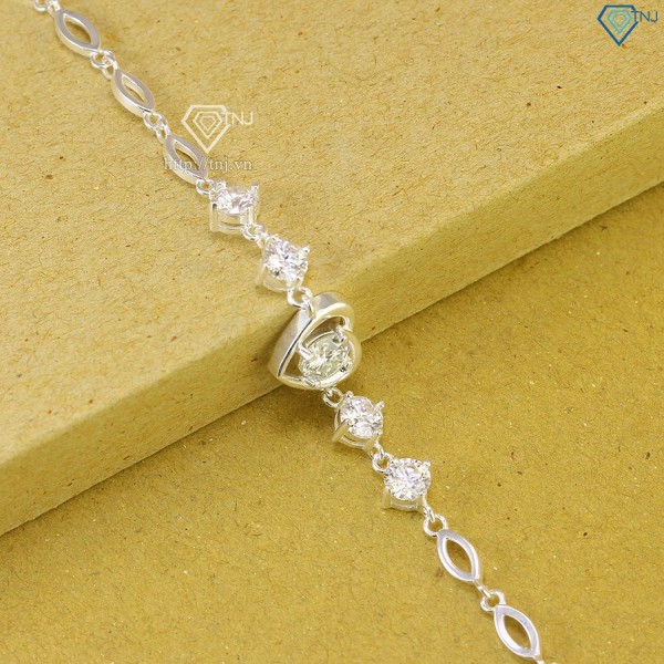 Quà noel cho người yêu lắc tay bạc nữ hình trái tim đính kim cương Moissanite - Kiểm định GRA LTNM0002 - Trang Sức TNJ