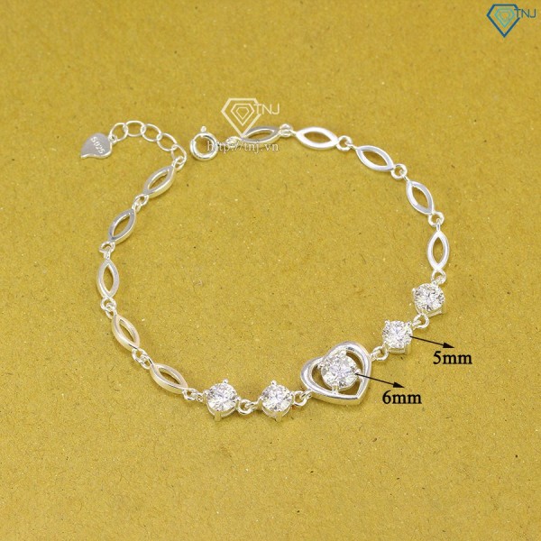 Quà noel cho người yêu lắc tay bạc nữ hình trái tim đính kim cương Moissanite - Kiểm định GRA LTNM0002 - Trang Sức TNJ