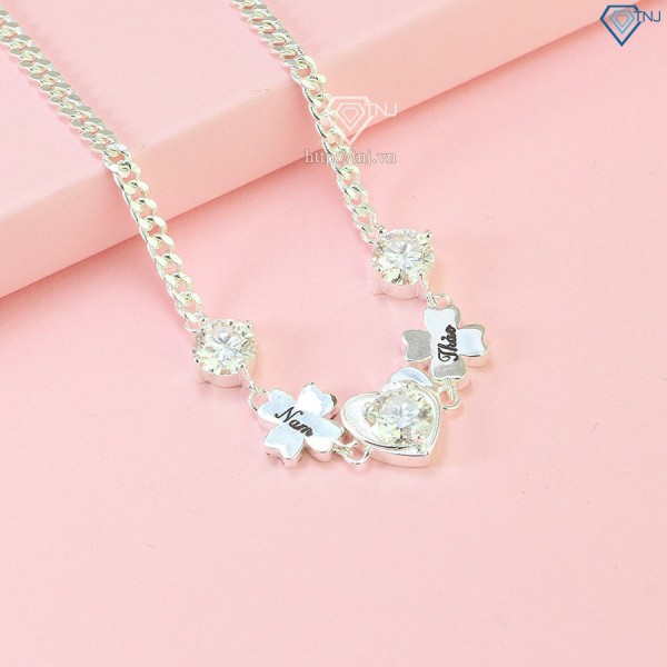 Quà noel cho người yêu lắc tay nữ Moissanite hình trái tim khắc tên - Kiểm định GRA LTNM0003 - Trang Sức TNJ